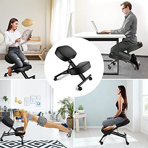 Himimi Ergonomic Kneeling Chair Posture Corrective Chair Adjustable Stool for Home and Office Gray Angled Seat for Neck & Back Pain Relief 