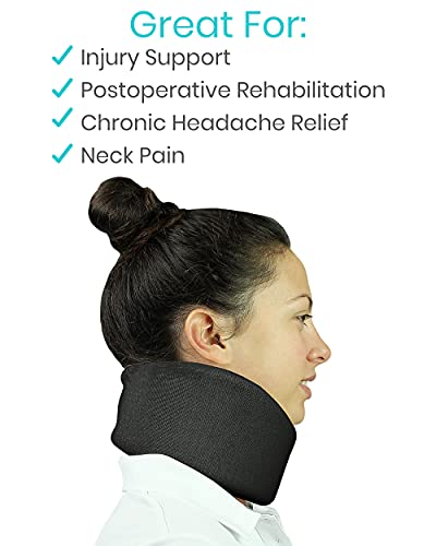 Soft Foam Cervical Collar, Adjustable Neck Support Brace for Sleeping -  Relieves Neck Pain and Spine Pressure Black Medium Size